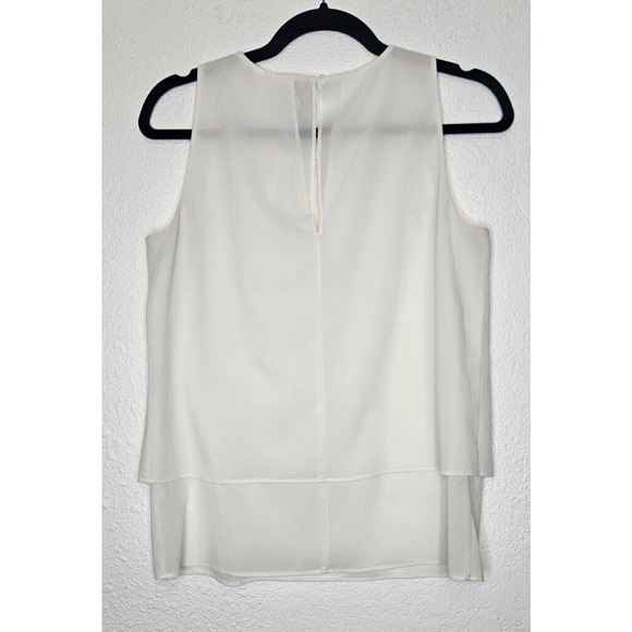 J.Crew Womens Sleeveless Blouse 2 White Layered Pleated Chiffon Top Flowy Preppy - Picture 4 of 7